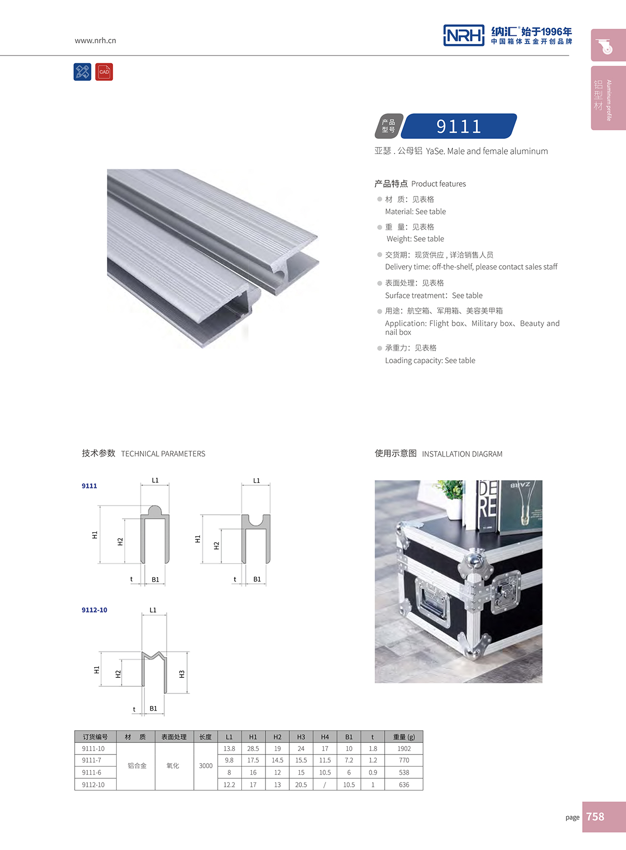 香蕉成人网站视频/NRH航空箱箱牙 9112-12 M字型