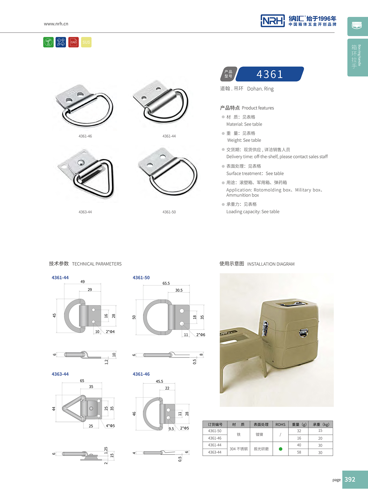香蕉成人网站视频/NRH 滾塑箱吊環 4361-50